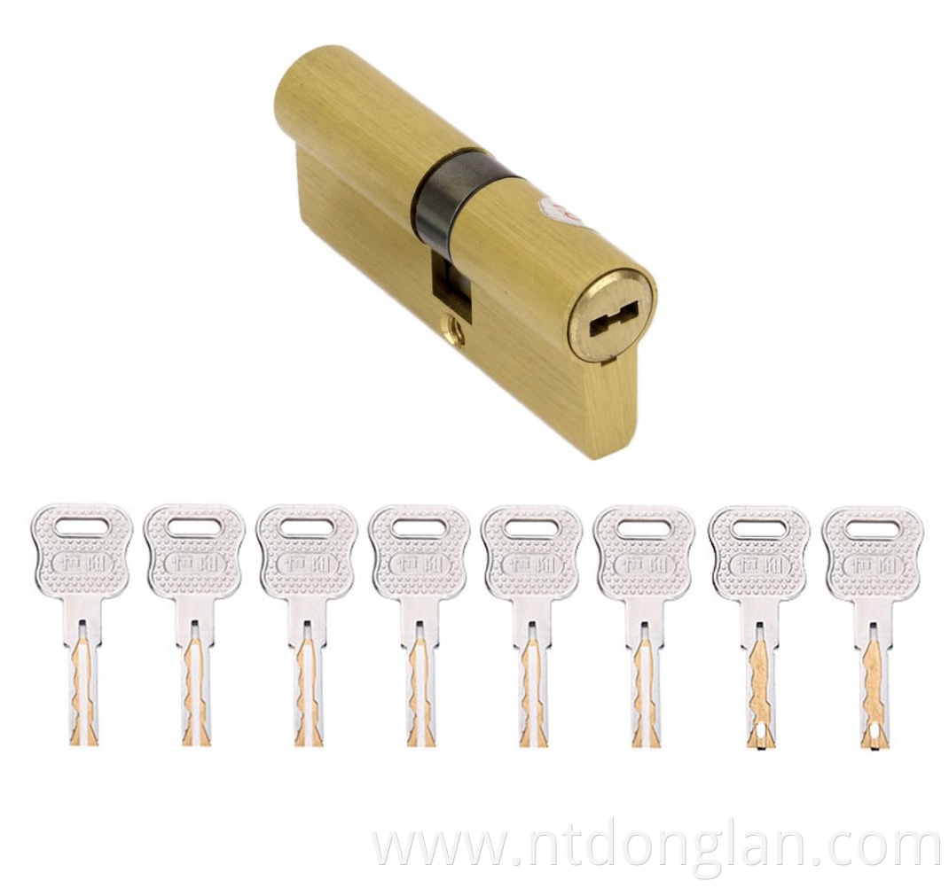 75MM 27.5/10/37.5 Double Sided Groove Brass Key Cylinder Door Lock 8 keys